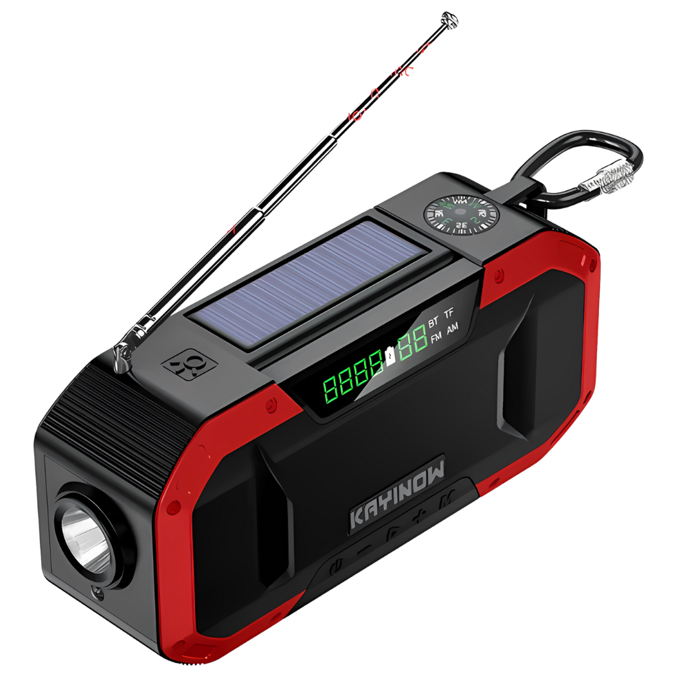 SolaireGuard Notfallradio AM/FM Tragbar mit LED Solar-Handkurbel, USB 5000mAh/10000mAh Wiederaufladbare Taschenlampe Leselampe SOS-Alarm