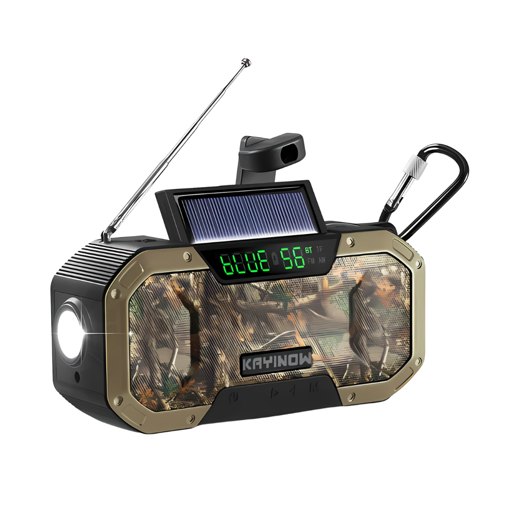 SolaireGuard Notfallradio AM/FM Tragbar mit LED Solar-Handkurbel, USB 5000mAh/10000mAh Wiederaufladbare Taschenlampe Leselampe SOS-Alarm