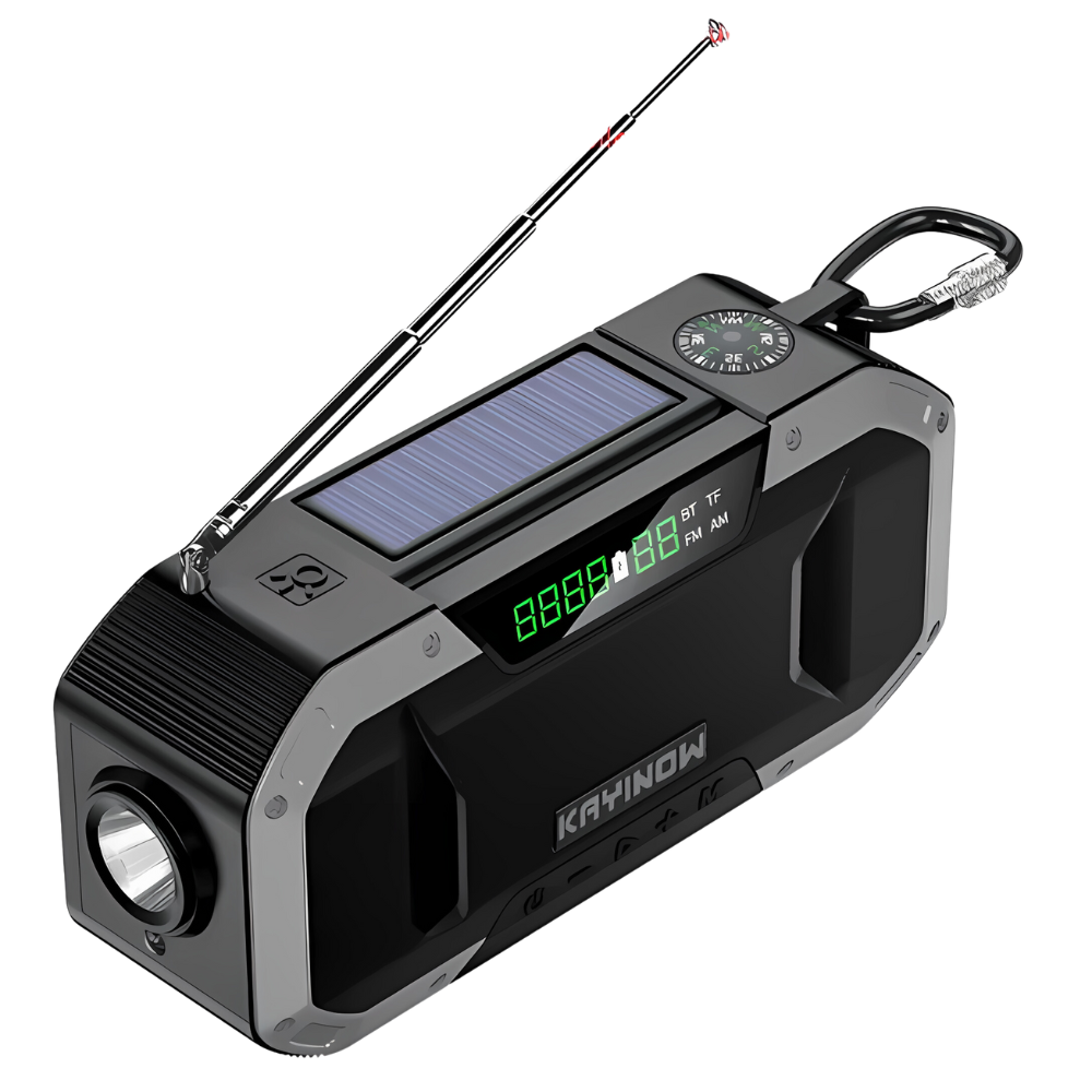 SolaireGuard Notfallradio AM/FM Tragbar mit LED Solar-Handkurbel, USB 5000mAh/10000mAh Wiederaufladbare Taschenlampe Leselampe SOS-Alarm