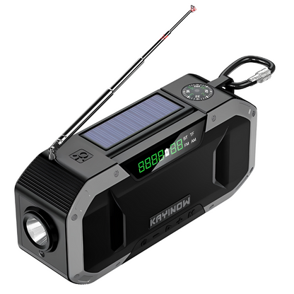 SolaireGuard Notfallradio AM/FM Tragbar mit LED Solar-Handkurbel, USB 5000mAh/10000mAh Wiederaufladbare Taschenlampe Leselampe SOS-Alarm