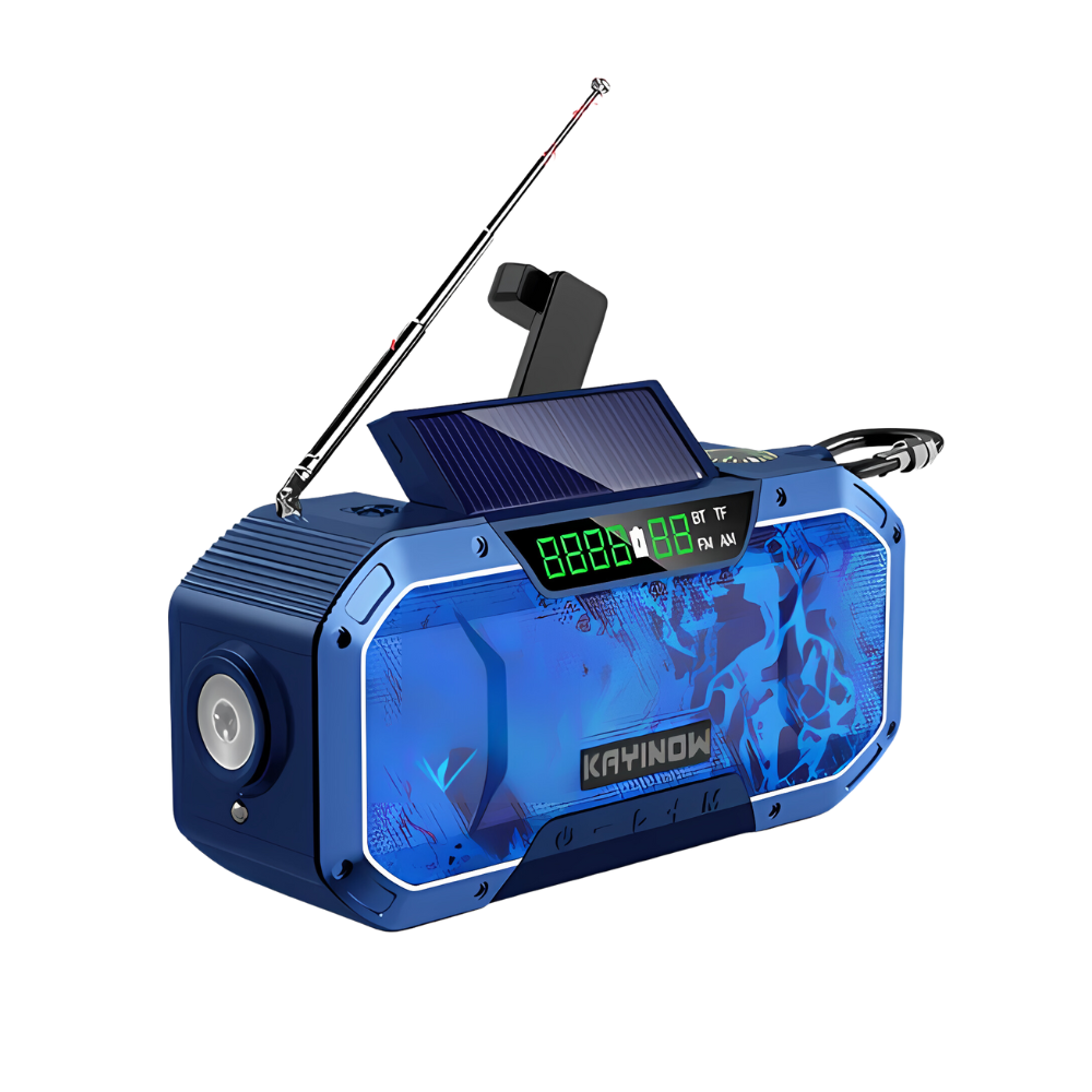 SolaireGuard Notfallradio AM/FM Tragbar mit LED Solar-Handkurbel, USB 5000mAh/10000mAh Wiederaufladbare Taschenlampe Leselampe SOS-Alarm