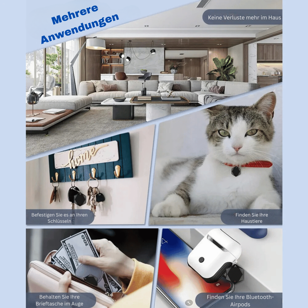 Verlorener Tracker - Drahtloser Smart Key & Haustier-Finder mit 4 Empfängern