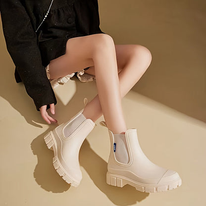 Modische Damen Regenstiefel für den Herbst – Halbhohe, wasserdichte Gummistiefel mit extra griffiger Sohle für optimalen Halt