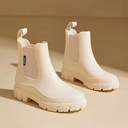 Modische Damen Regenstiefel für den Herbst – Halbhohe, wasserdichte Gummistiefel mit extra griffiger Sohle für optimalen Halt