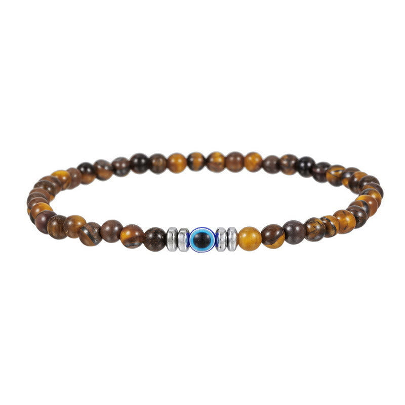 Thor's Hammer "Böses Auge" Herren-Armband aus 4 mm Naturstein | Schutz & Stil