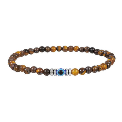 Thor's Hammer "Böses Auge" Herren-Armband aus 4 mm Naturstein | Schutz & Stil