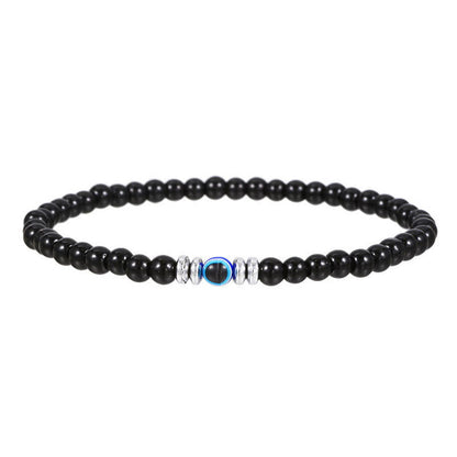 Thor's Hammer "Böses Auge" Herren-Armband aus 4 mm Naturstein | Schutz & Stil