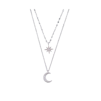 Doppelmond | Elegante Doppelte Mond-Halskette aus Sterlingsilber für Damen