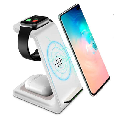 3-in-1 Kabelloses Ladegerät für iPhone & Samsung: Schneller Warp Charge für Handy, Uhr, Kopfhörer - Perfekt für den Herbst
