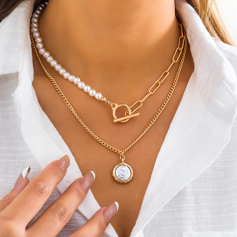 Elegante Vintage-Mehrschichtige Perlenkette - Zeitloser Stil und Luxus