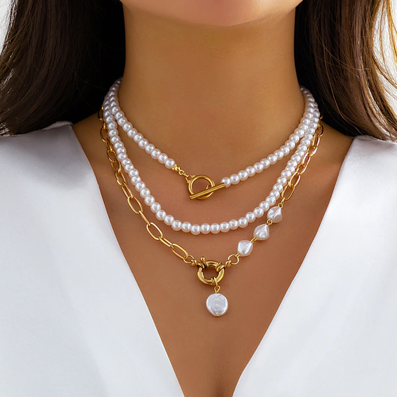 Elegante Vintage-Mehrschichtige Perlenkette - Zeitloser Stil und Luxus