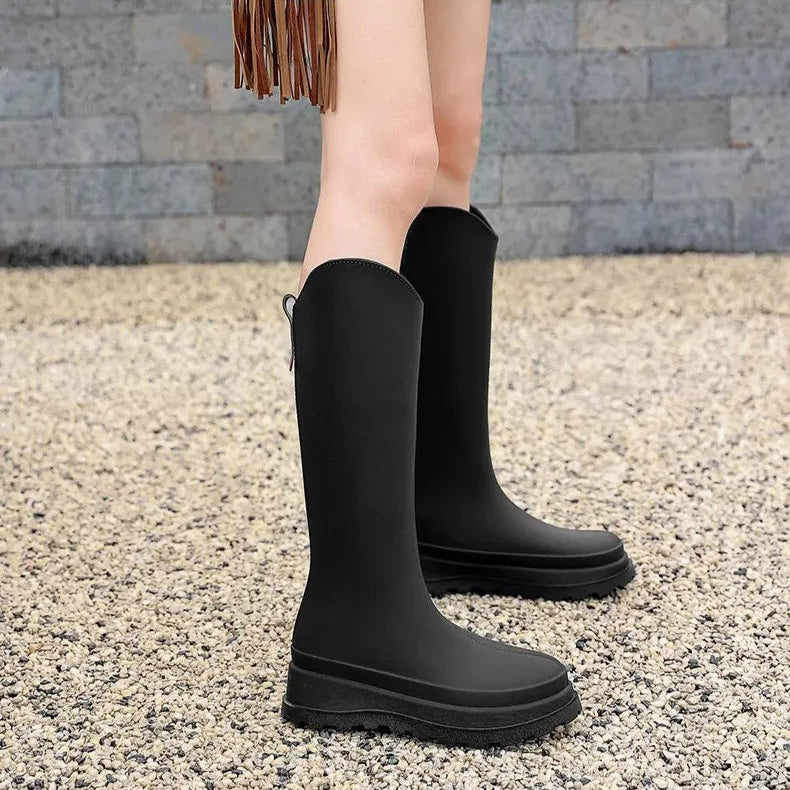 Wasserfeste Damen Herbst-Regenstiefel: Hohe Gummistiefel mit Anti-Rutsch-Sohle für maximalen Komfort und Schutz