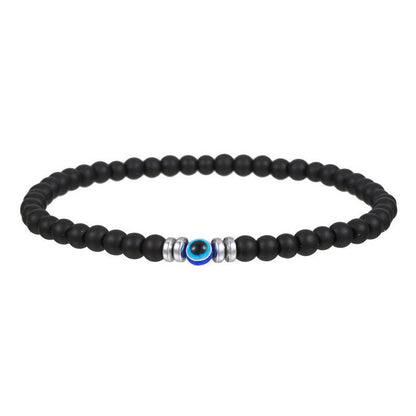 Thor's Hammer "Böses Auge" Herren-Armband aus 4 mm Naturstein | Schutz & Stil