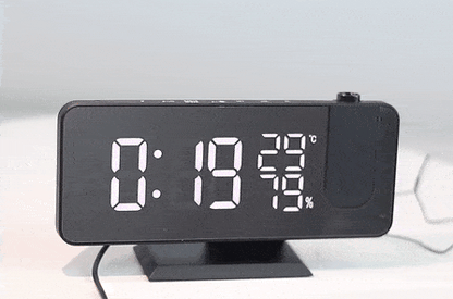 Digitaler LED Projektor Wecker mit Radio: Immer die Zeit im Blick, Raumklima im Griff – Perfekt für jeden Morgen