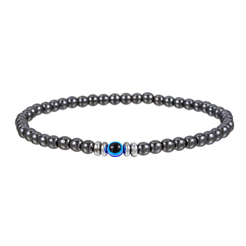 Thor's Hammer "Böses Auge" Herren-Armband aus 4 mm Naturstein | Schutz & Stil