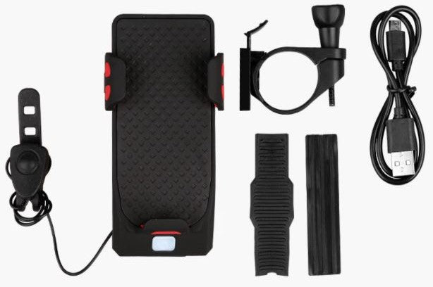 FietsPro 4-in-1 Fahrrad-Zubehör: LED-Licht, Powerbank, Klingel & Handyhalterung – Sicher durch den Herbst
