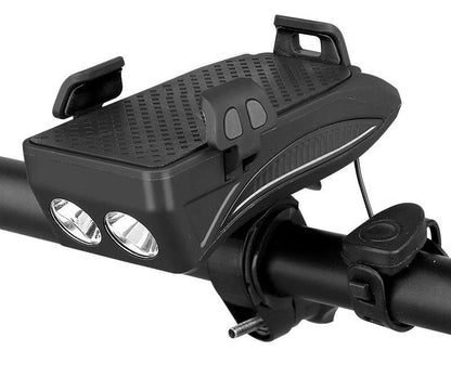 FietsPro 4-in-1 Fahrrad-Zubehör: LED-Licht, Powerbank, Klingel & Handyhalterung – Sicher durch den Herbst