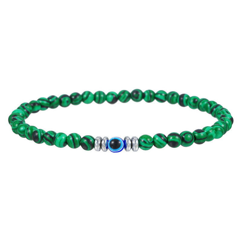 Thor's Hammer "Böses Auge" Herren-Armband aus 4 mm Naturstein | Schutz & Stil