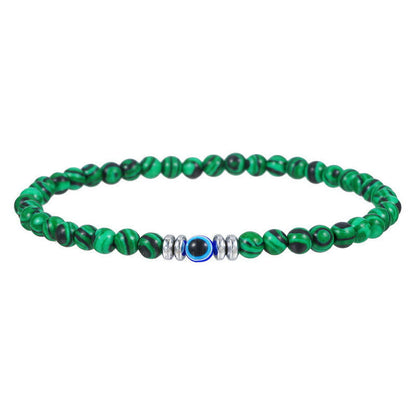 Thor's Hammer "Böses Auge" Herren-Armband aus 4 mm Naturstein | Schutz & Stil