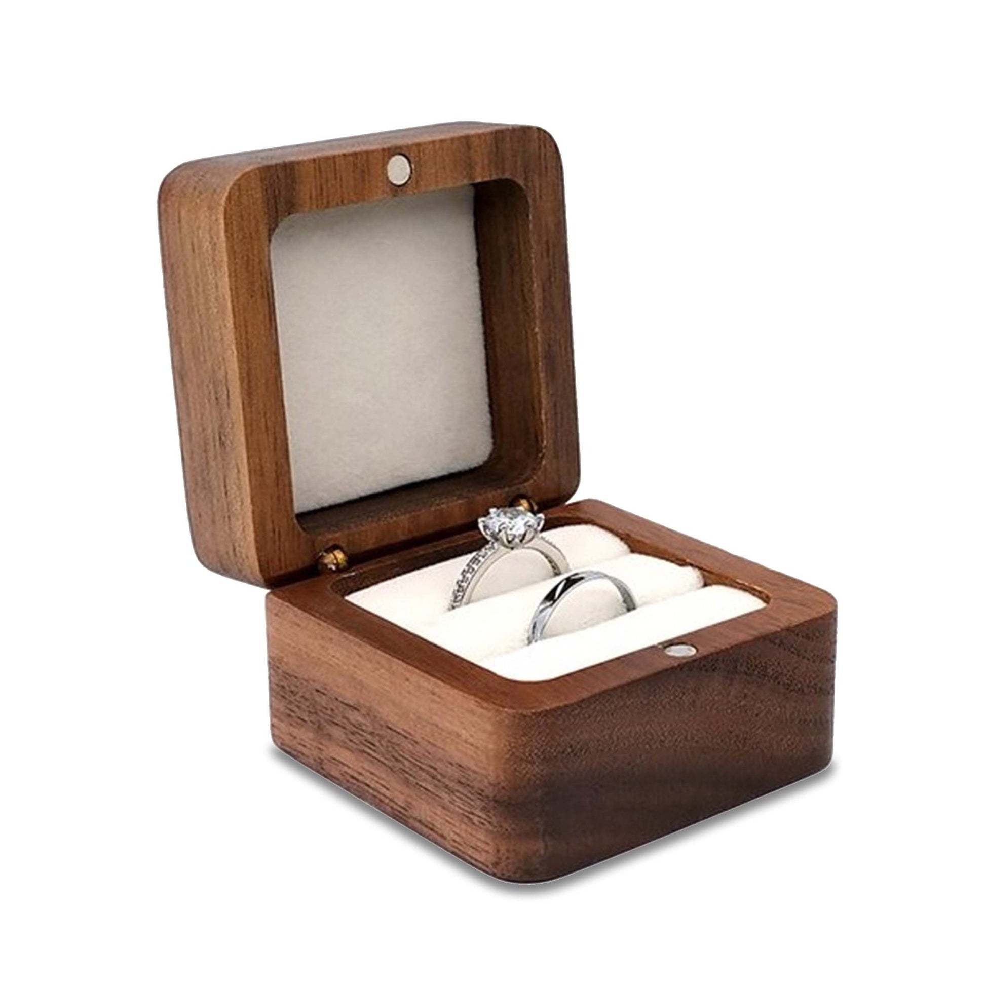 Hochwertige Holz-Schmuckschatulle für Ringe und Ohrringe | Elegante Aufbewahrung
