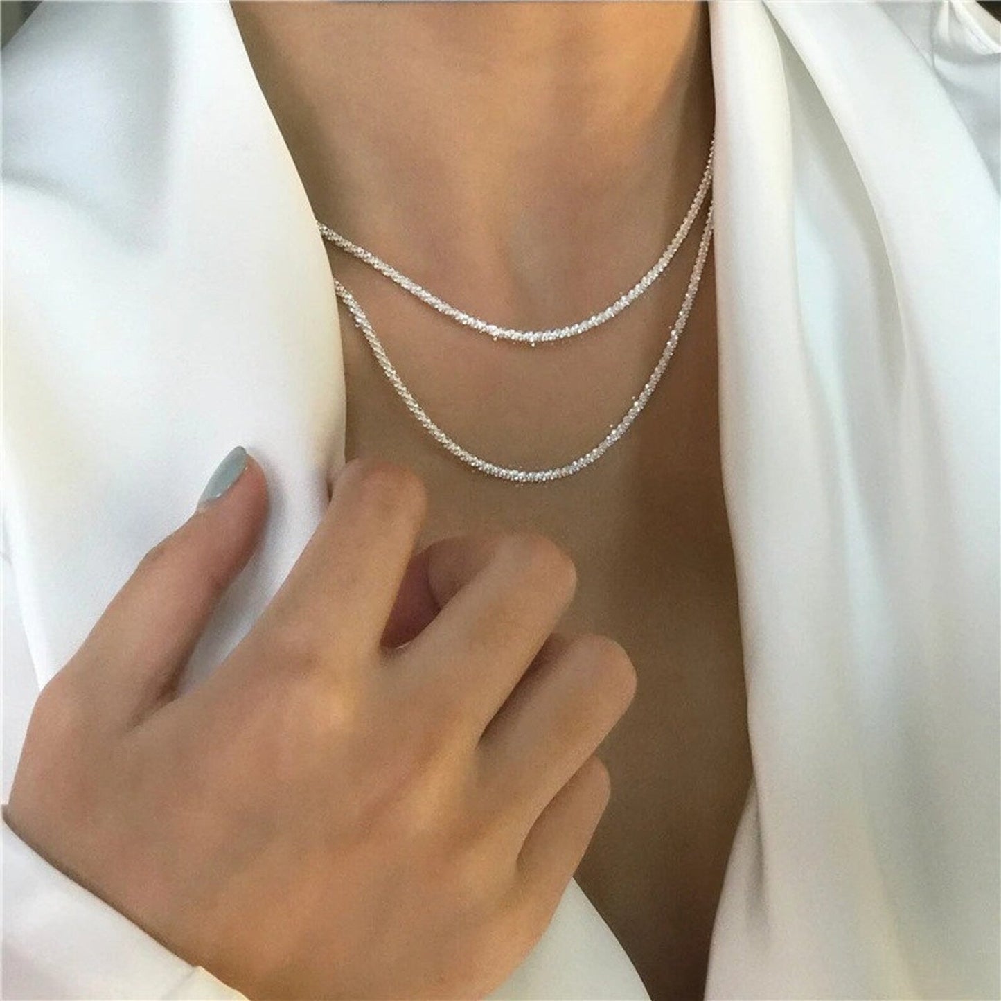 LunaLuxe Sterling Silber Sternenlicht-Halsketten-Set – Eleganz für Jeden Anlass