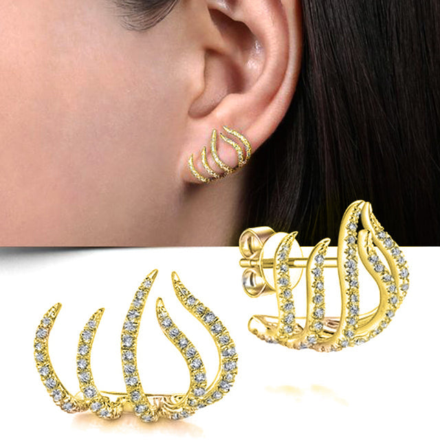 Elegante Wildkraft Klauen Ohrstecker mit AAA-CZ-Kristallen für Damen | Einzigartiges geometrisches Design