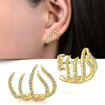 Elegante Wildkraft Klauen Ohrstecker mit AAA-CZ-Kristallen für Damen | Einzigartiges geometrisches Design