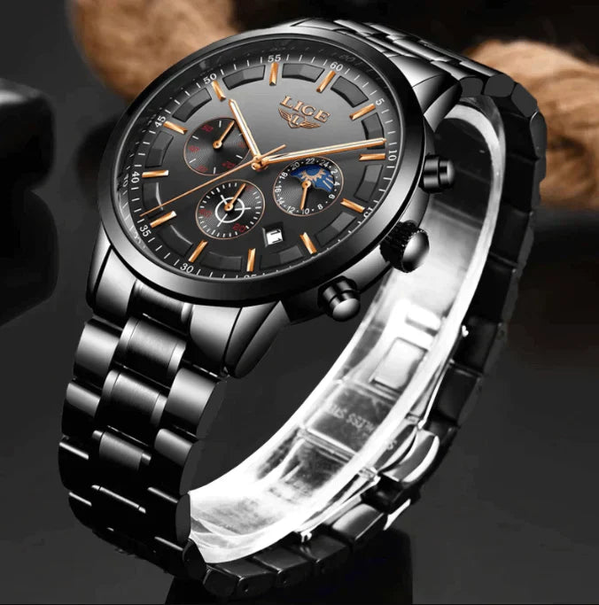 VanguardTime Militair Zwart Stalen Horloge - Tijdloze Elegantie en Stijl