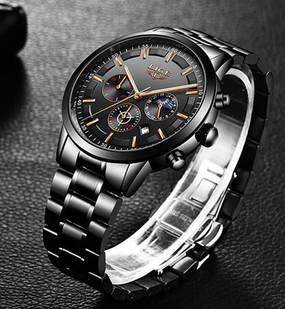 VanguardTime Militair Zwart Stalen Horloge - Tijdloze Elegantie en Stijl
