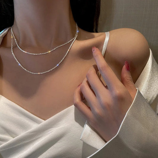 LunaLuxe Sterling Silber Sternenlicht-Halsketten-Set – Eleganz für Jeden Anlass