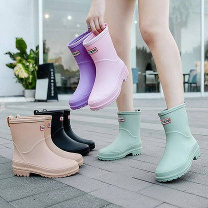 Modische Damen-Regenstiefel für den Herbst: Wasserdichte, halbhohe Gummistiefel mit rutschfester Sohle für maximalen Komfort und Stil